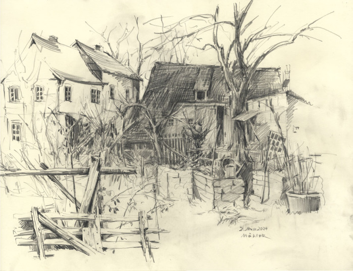 urban sketching Bleistift Zeichnung