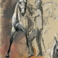 Pferde Illustration, Arbeit an der Hand