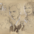 Familienportrait gezeichnet mit Bleistift